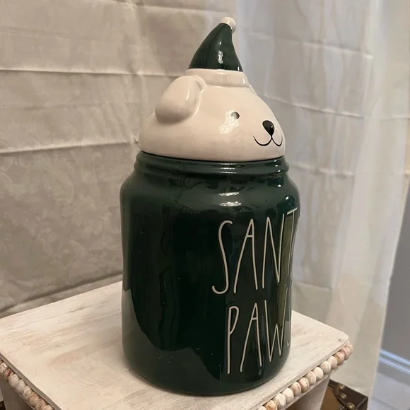 Rae Dunn SANTA PAWS Canister
